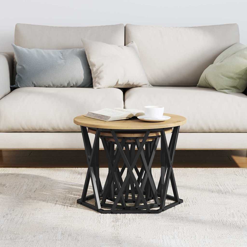 Nestbare Bijzettafel 3 pcs Artisan Eiken is nu te koop bij PeponiXL, paradijselijk wonen!