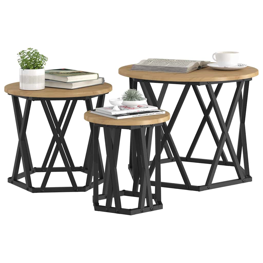 Nestbare Bijzettafel 3 pcs Artisan Eiken is nu te koop bij PeponiXL, paradijselijk wonen!