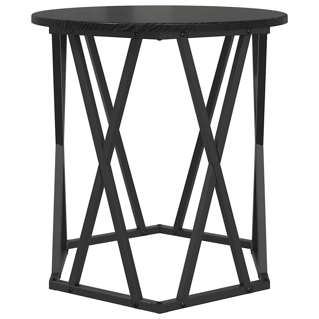Salontafel 2 pcs Zwart Eiken Engineered hout en staal is nu te koop bij PeponiXL, paradijselijk wonen!
