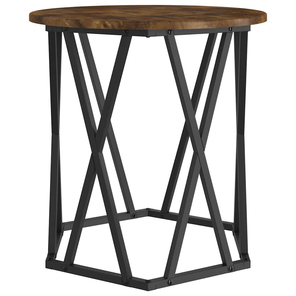 Salontafel 2 pcs Gerookt eiken Engineered hout en staal is nu te koop bij PeponiXL, paradijselijk wonen!