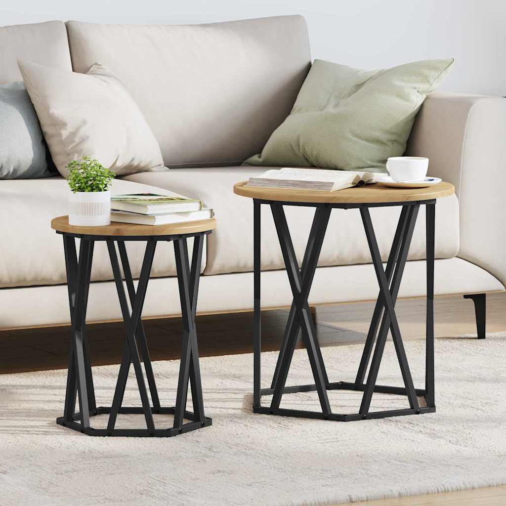 Salontafel 2 pcs Artisan Eiken Engineered hout en staal is nu te koop bij PeponiXL, paradijselijk wonen!