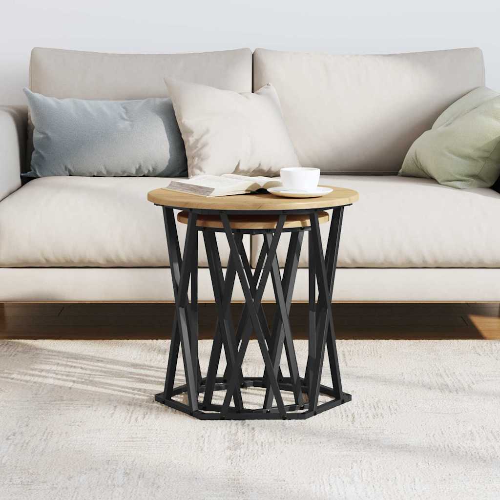 Salontafel 2 pcs Artisan Eiken Engineered hout en staal is nu te koop bij PeponiXL, paradijselijk wonen!