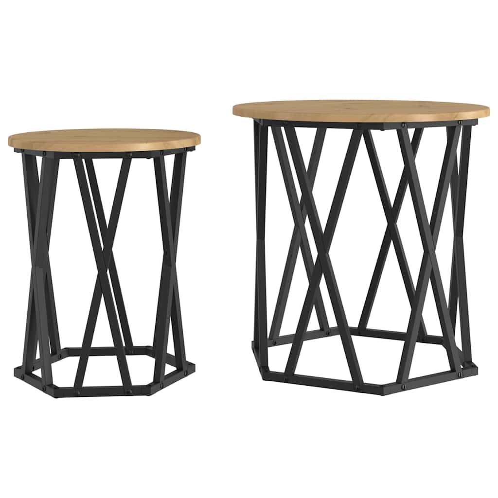 Salontafel 2 pcs Artisan Eiken Engineered hout en staal is nu te koop bij PeponiXL, paradijselijk wonen!