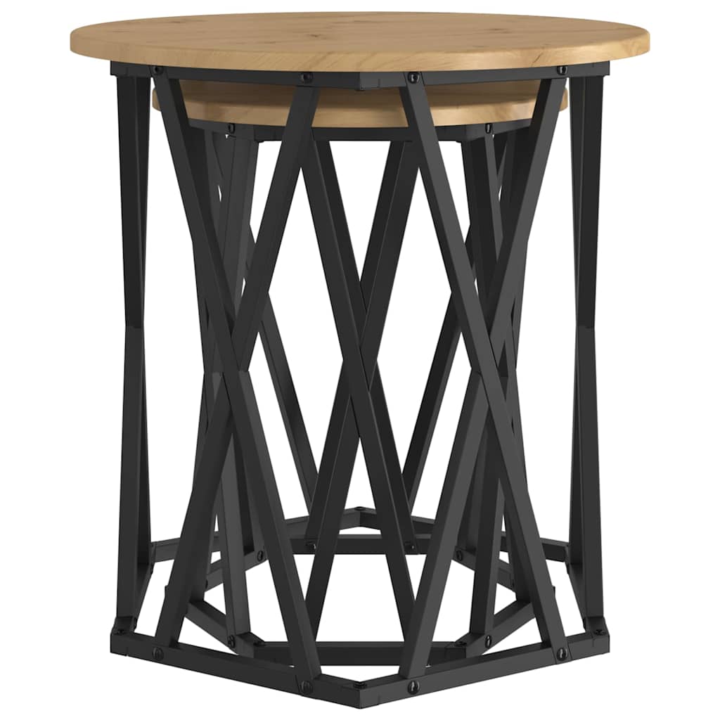 Salontafel 2 pcs Artisan Eiken Engineered hout en staal is nu te koop bij PeponiXL, paradijselijk wonen!