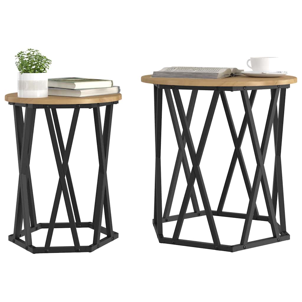 Salontafel 2 pcs Artisan Eiken Engineered hout en staal is nu te koop bij PeponiXL, paradijselijk wonen!