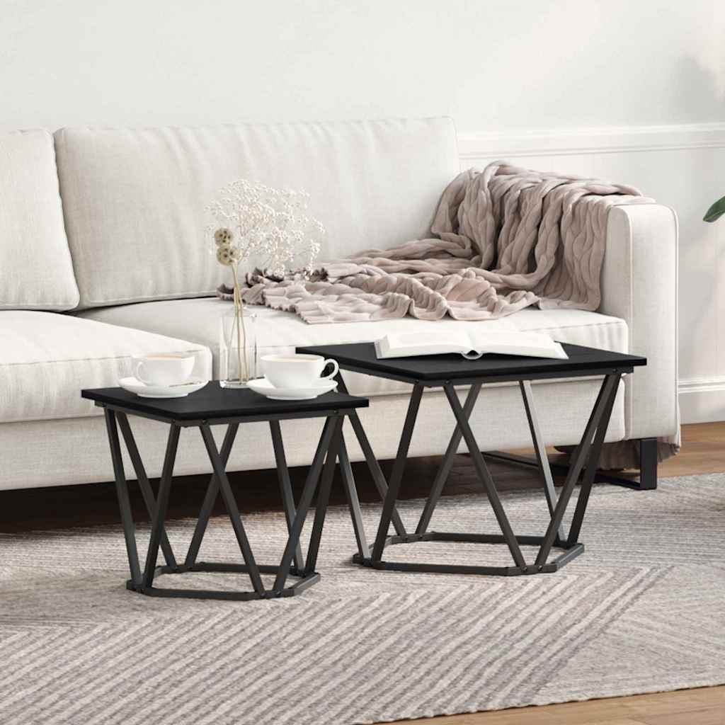 Bijzettafelset 2 pcs Zwart eiken 50 x 50 x 40 cm is nu te koop bij PeponiXL, paradijselijk wonen!