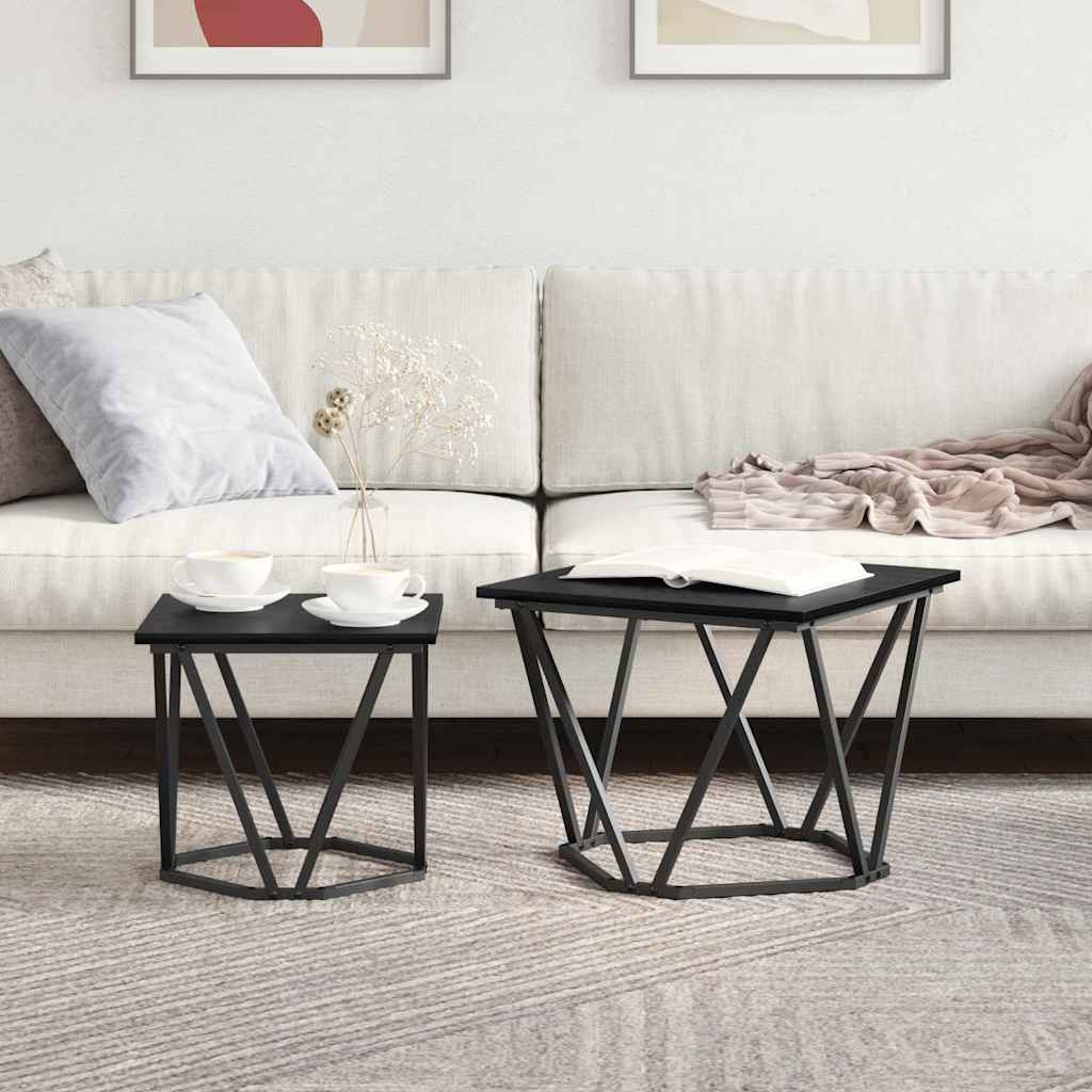 Bijzettafelset 2 pcs Zwart eiken 50 x 50 x 40 cm is nu te koop bij PeponiXL, paradijselijk wonen!