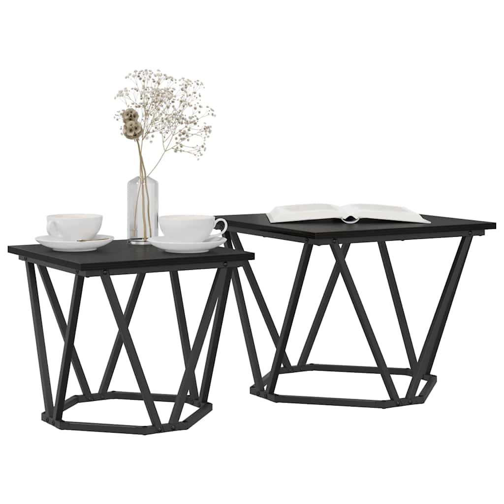 Bijzettafelset 2 pcs Zwart eiken 50 x 50 x 40 cm is nu te koop bij PeponiXL, paradijselijk wonen!