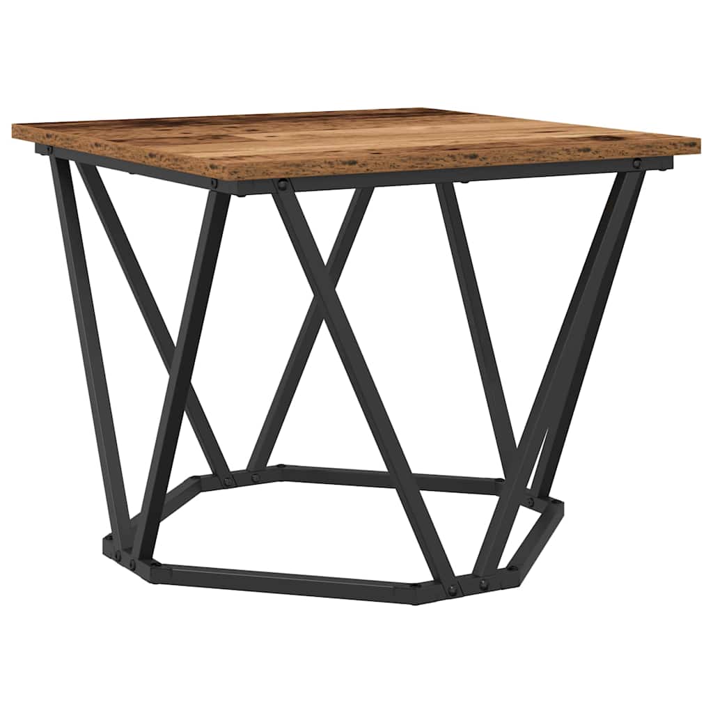 Bijzettafelset 2 pcs hergebruikt hout Engineered hout en staal is nu te koop bij PeponiXL, paradijselijk wonen!