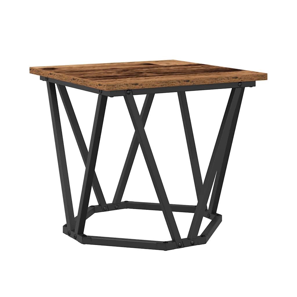 Bijzettafelset 2 pcs hergebruikt hout Engineered hout en staal is nu te koop bij PeponiXL, paradijselijk wonen!