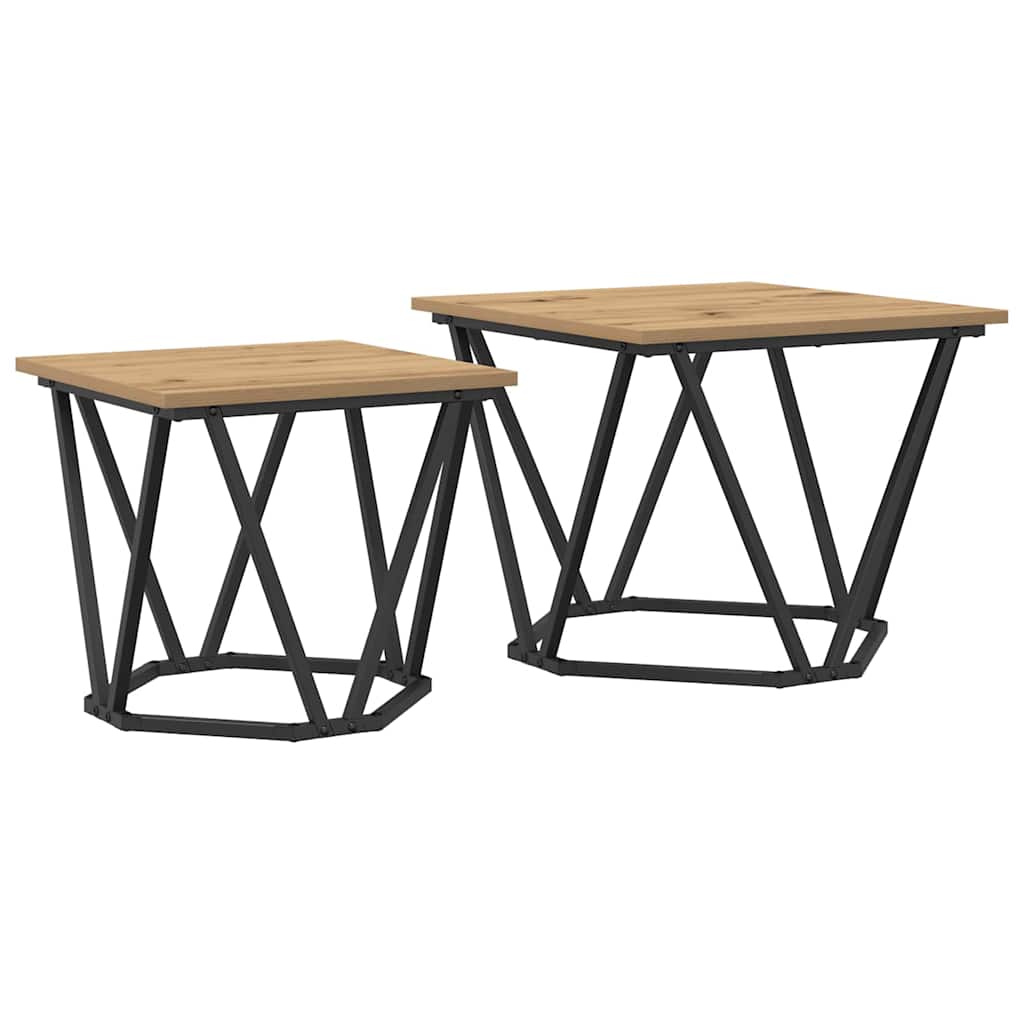 Bijzettafelset 2 pcs Artisan Eiken Engineered hout en staal is nu te koop bij PeponiXL, paradijselijk wonen!