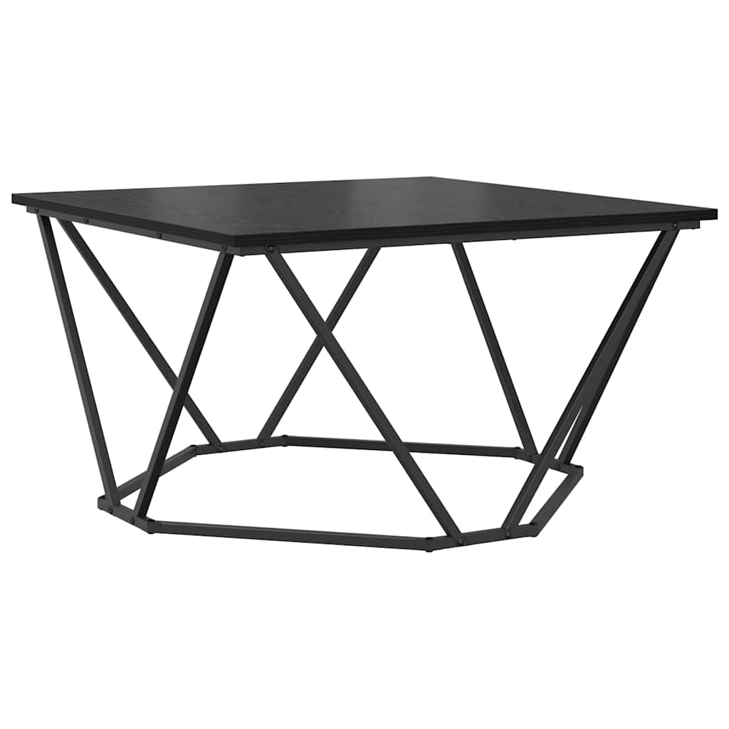 Salontafel Zwart Eiken 80 x 80 x 45 cm Engineered hout en staal is nu te koop bij PeponiXL, paradijselijk wonen!