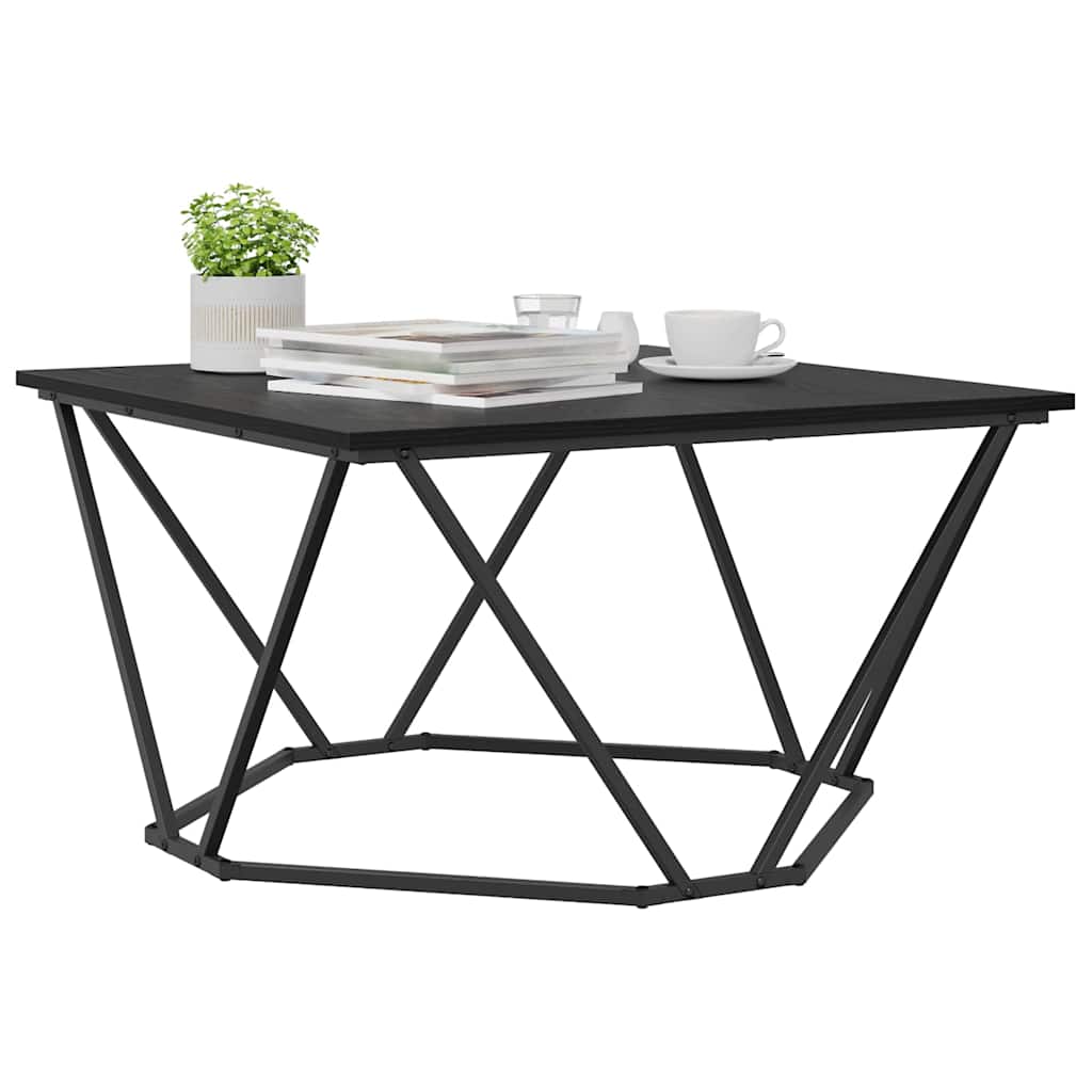 Salontafel Zwart Eiken 80 x 80 x 45 cm Engineered hout en staal is nu te koop bij PeponiXL, paradijselijk wonen!