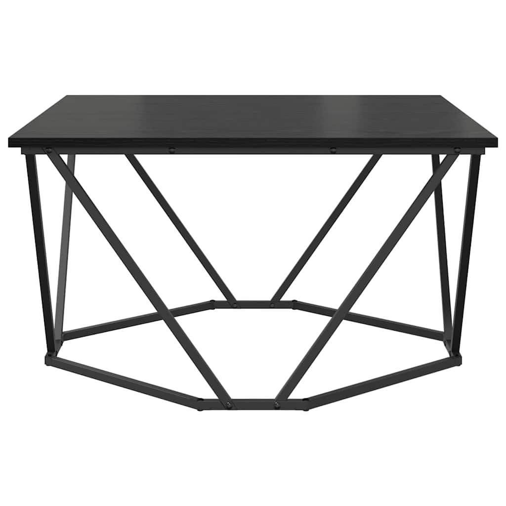 Salontafel Zwart Eiken 80 x 80 x 45 cm Engineered hout en staal is nu te koop bij PeponiXL, paradijselijk wonen!
