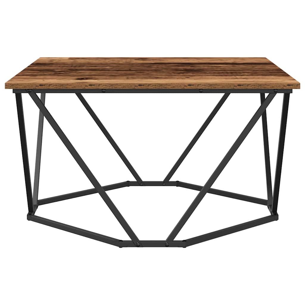 Salontafel Oud Hout 80 x 80 x 45 cm Engineered hout en staal is nu te koop bij PeponiXL, paradijselijk wonen!