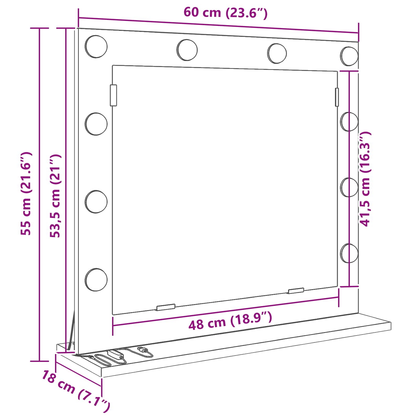 Schmink Spiegel Rechthoekig met spiegel Oudhout 60 x 55 x 18 cm is nu te koop bij PeponiXL, paradijselijk wonen!