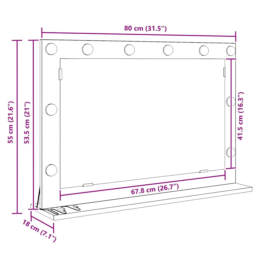 Schmink Spiegel Rechthoekig Beton Grijs 80 x 55 x 18 cm is nu te koop bij PeponiXL, paradijselijk wonen!