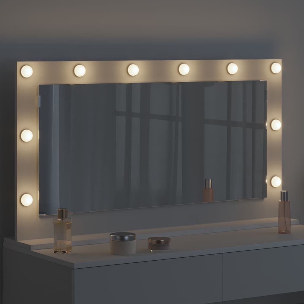 Schmink Spiegel Wit 100 x 55 x 18 cm Glas en Hout met Kunststof is nu te koop bij PeponiXL, paradijselijk wonen!