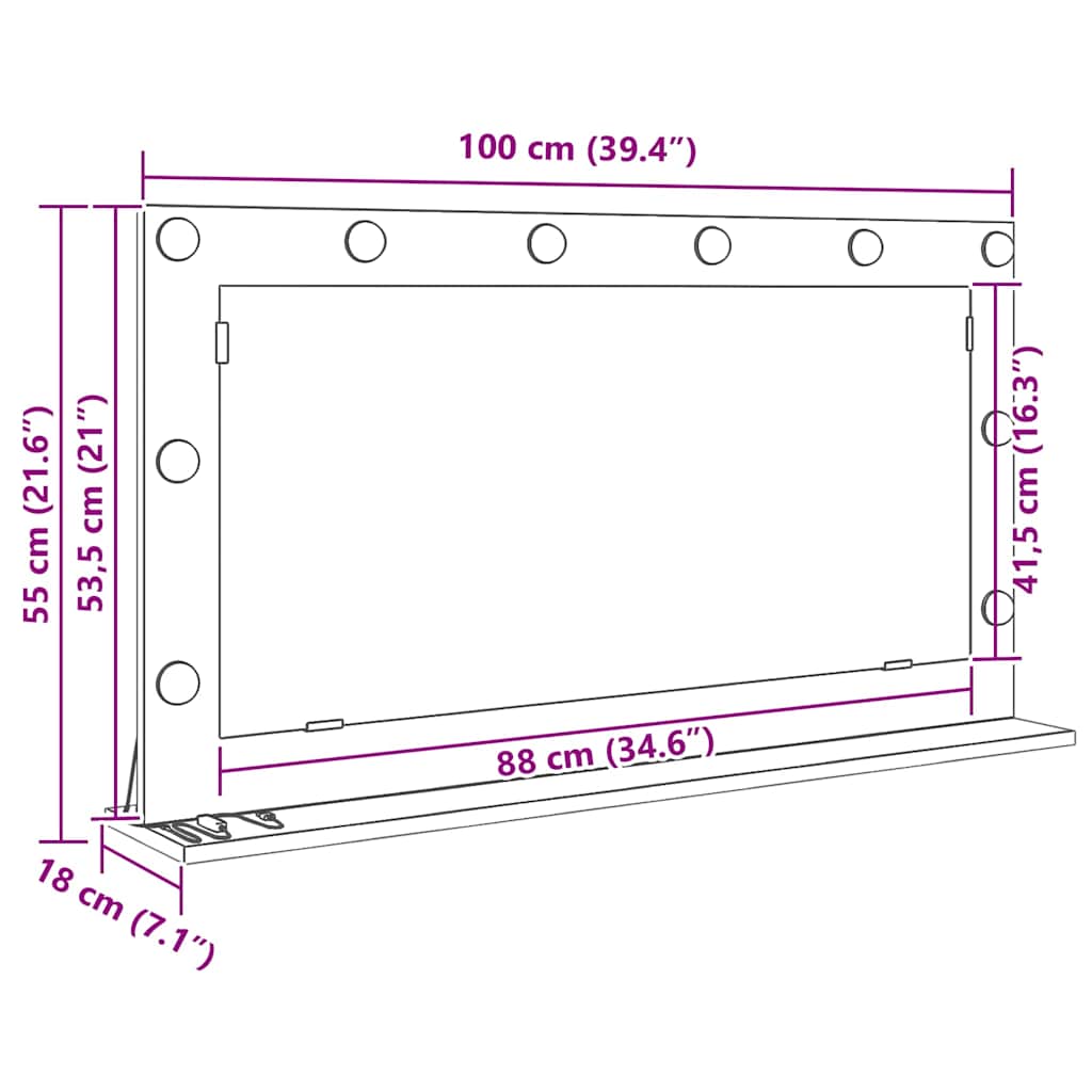 Schmink Spiegel Rechthoekig Beton Grijs 100 x 55 x 18 cm is nu te koop bij PeponiXL, paradijselijk wonen!
