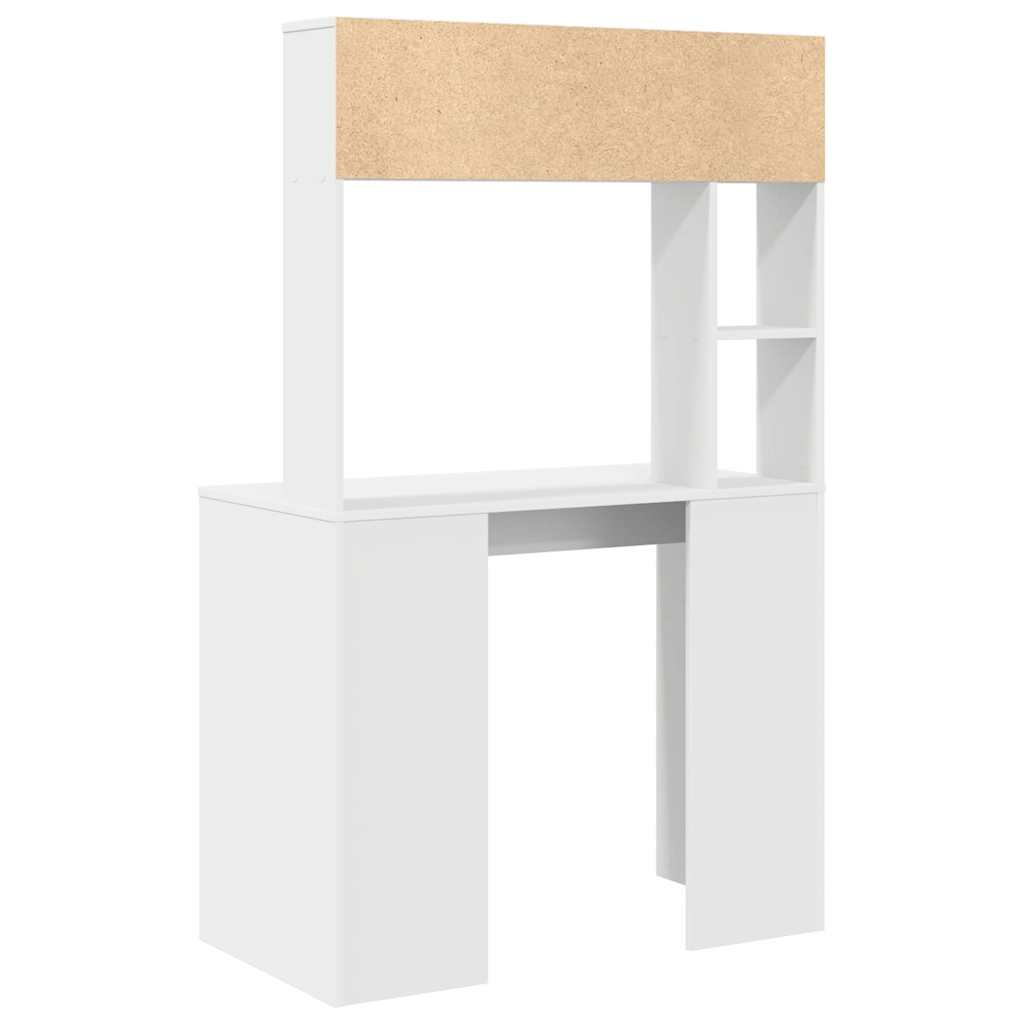Bureau met plank met opslag Wit 91 x 50 x 149 cm Bewerkt hout is nu te koop bij PeponiXL, paradijselijk wonen!