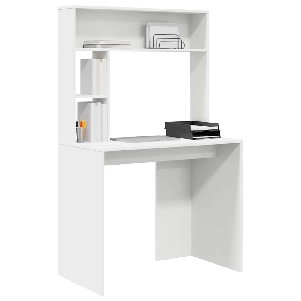Bureau met plank met opslag Wit 91 x 50 x 149 cm Bewerkt hout is nu te koop bij PeponiXL, paradijselijk wonen!