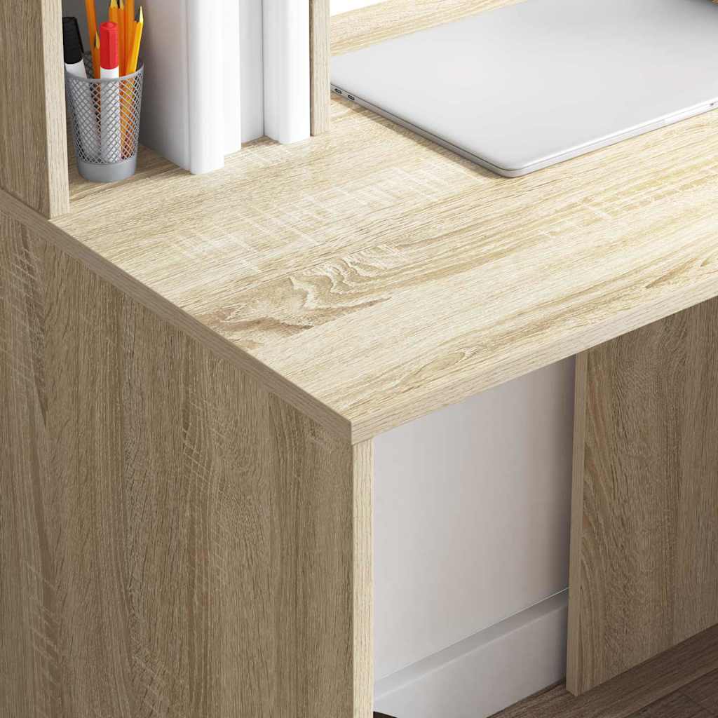 Bureau met plank Sonoma Eiken 91 x 50 x 149 cm Bewerkt hout is nu te koop bij PeponiXL, paradijselijk wonen!