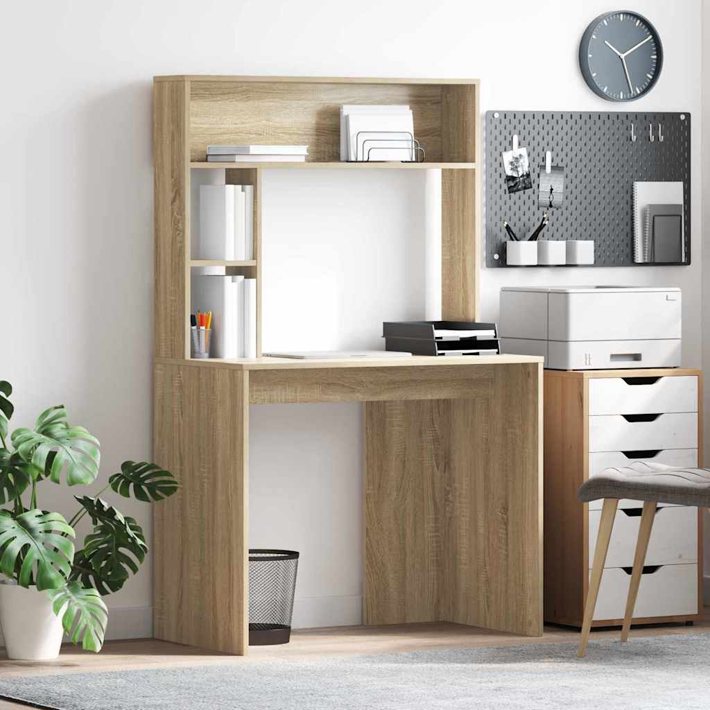 Bureau met plank Sonoma Eiken 91 x 50 x 149 cm Bewerkt hout is nu te koop bij PeponiXL, paradijselijk wonen!