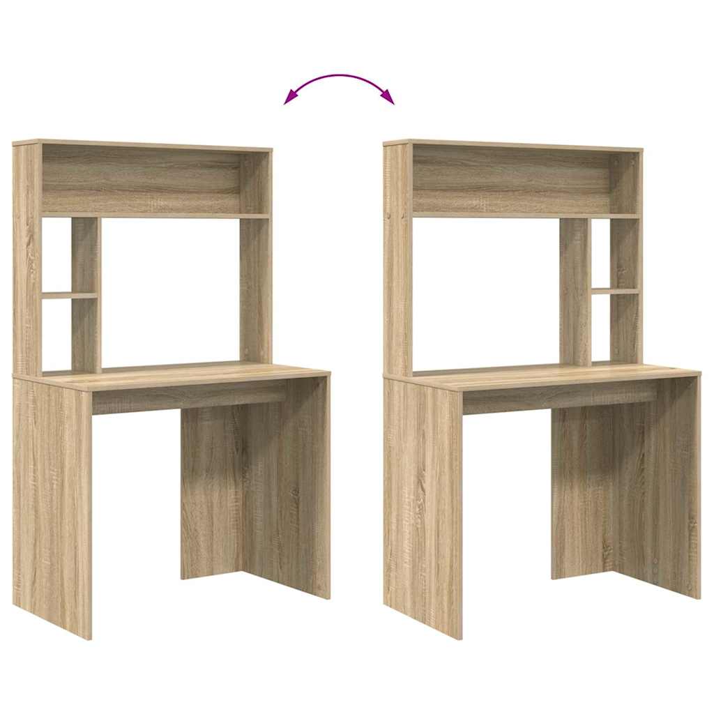 Bureau met plank Sonoma Eiken 91 x 50 x 149 cm Bewerkt hout is nu te koop bij PeponiXL, paradijselijk wonen!