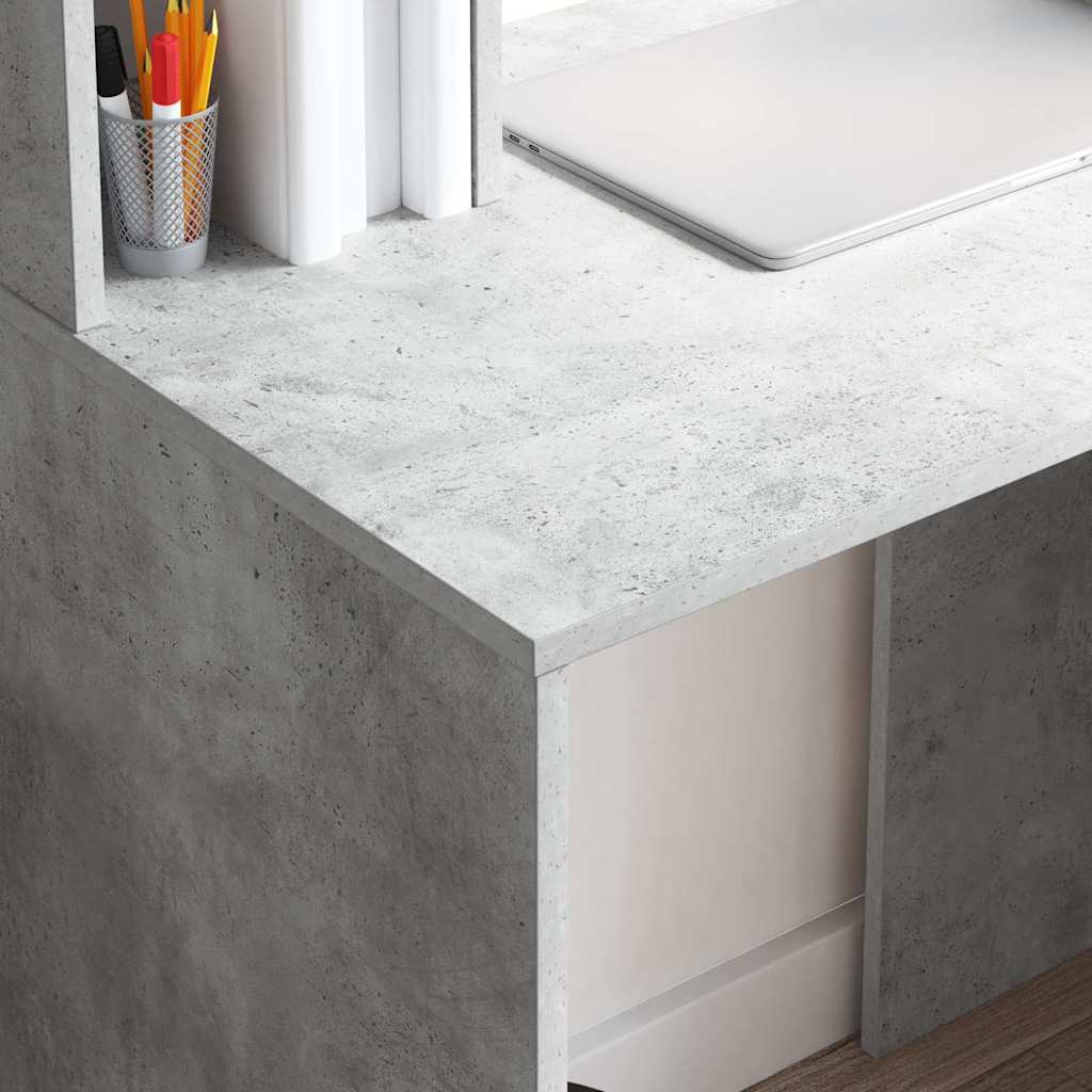 Bureau met plank Beton Grijs 91 x 50 x 149 cm Bewerkt hout is nu te koop bij PeponiXL, paradijselijk wonen!