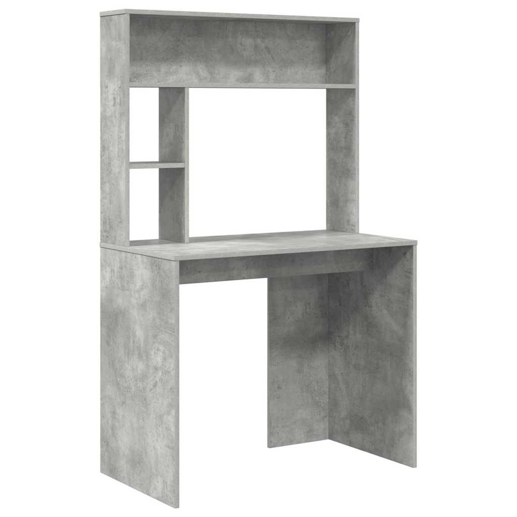 Bureau met plank Beton Grijs 91 x 50 x 149 cm Bewerkt hout is nu te koop bij PeponiXL, paradijselijk wonen!