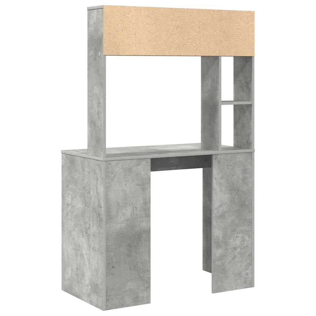 Bureau met plank Beton Grijs 91 x 50 x 149 cm Bewerkt hout is nu te koop bij PeponiXL, paradijselijk wonen!