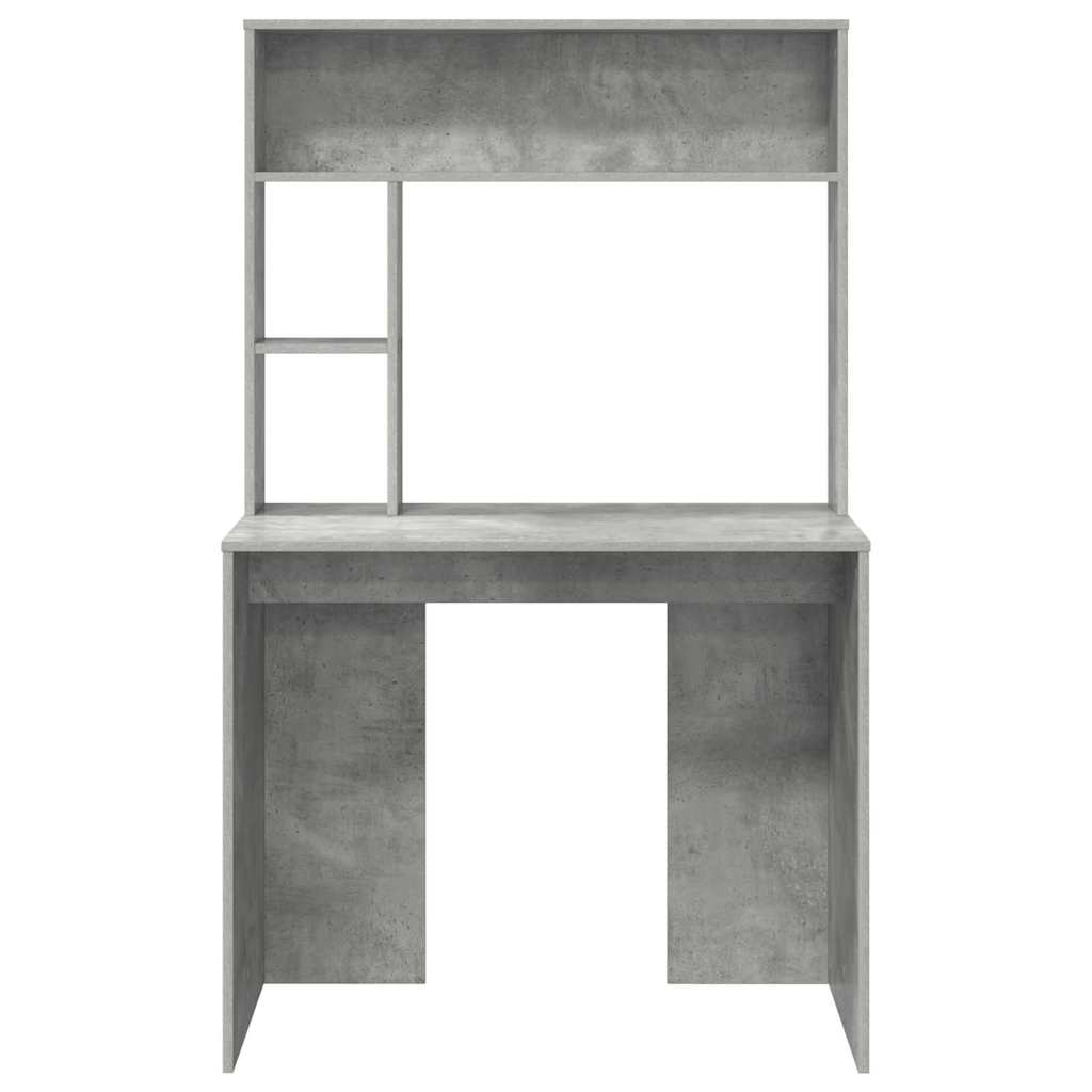 Bureau met plank Beton Grijs 91 x 50 x 149 cm Bewerkt hout is nu te koop bij PeponiXL, paradijselijk wonen!