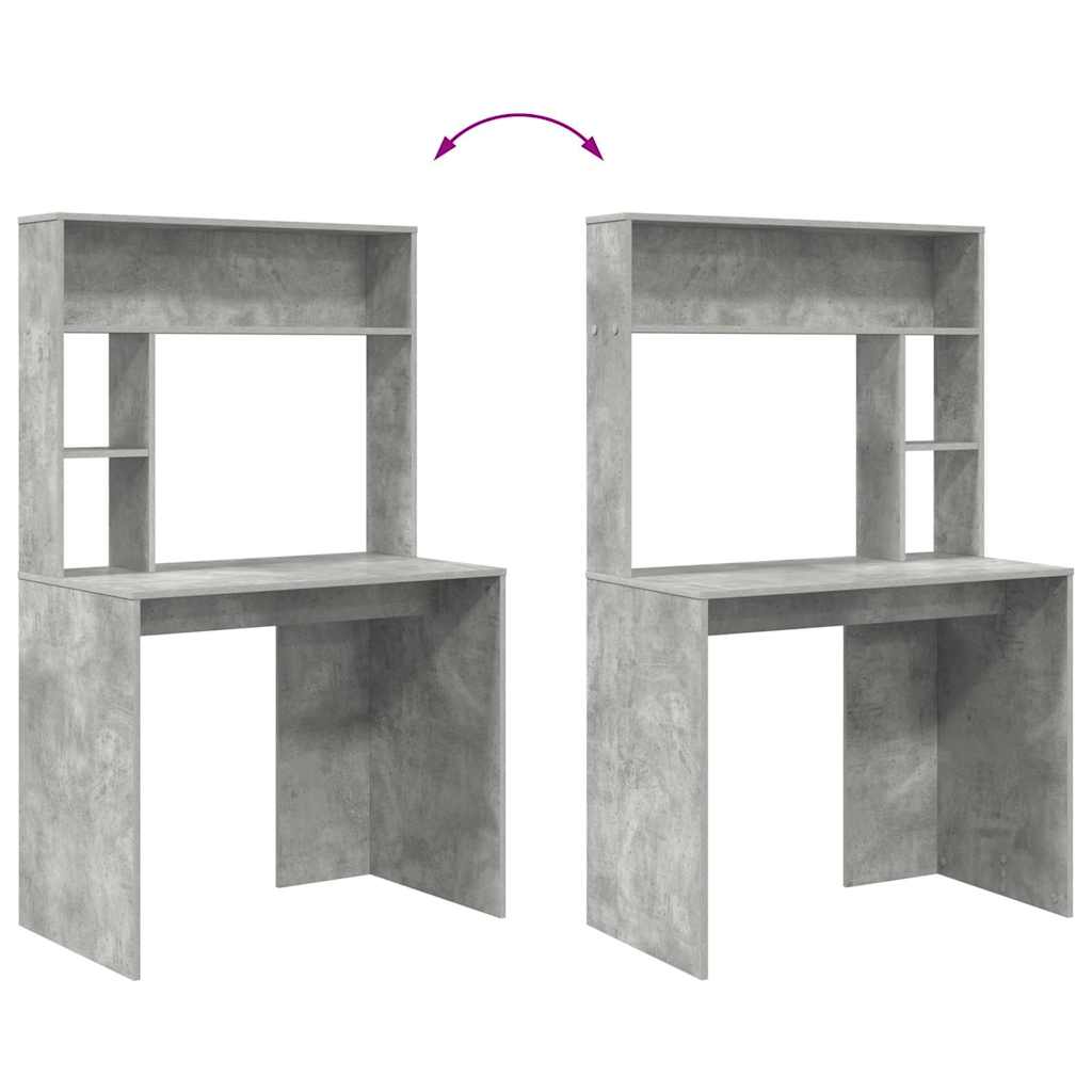 Bureau met plank Beton Grijs 91 x 50 x 149 cm Bewerkt hout is nu te koop bij PeponiXL, paradijselijk wonen!