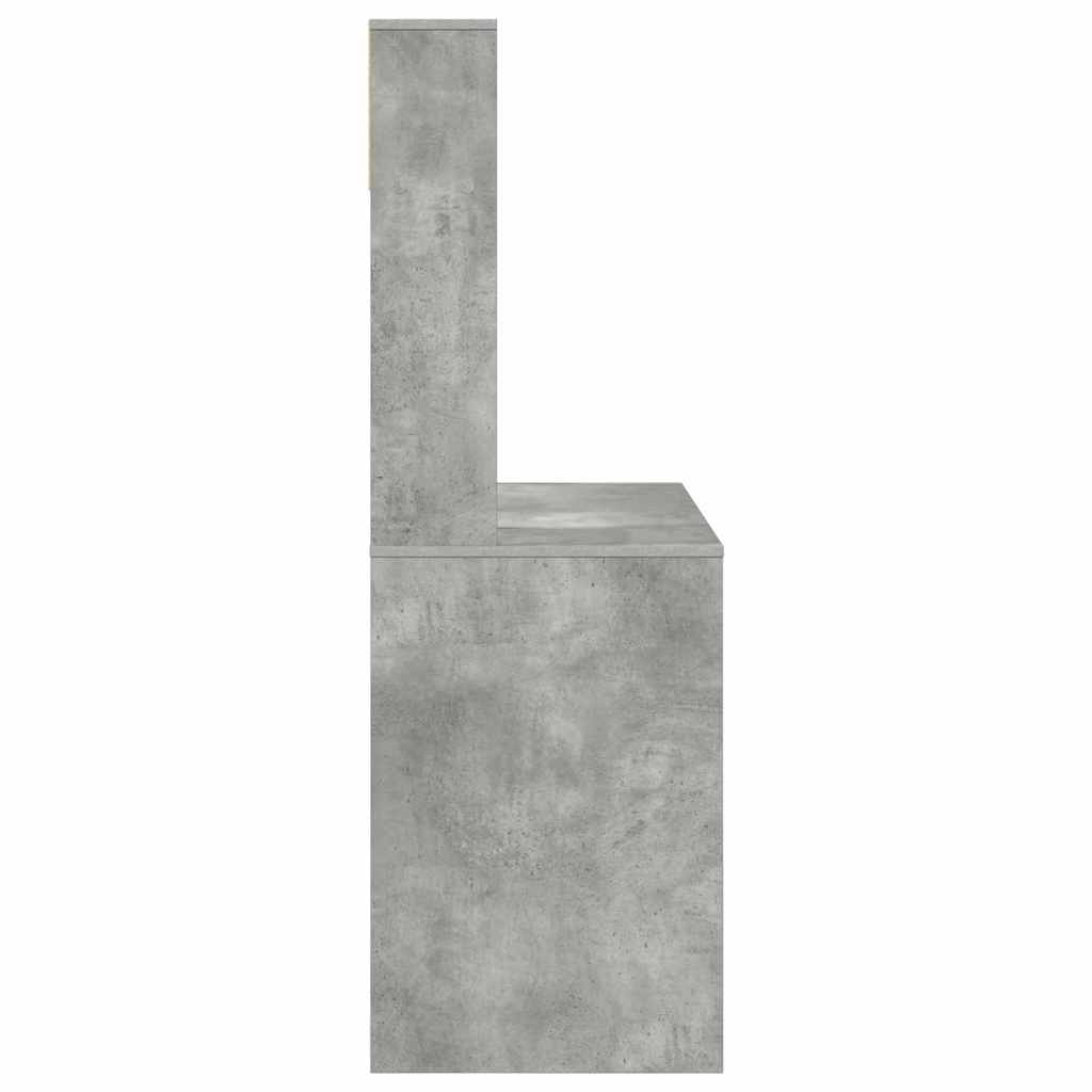 Bureau met plank Beton Grijs 91 x 50 x 149 cm Bewerkt hout is nu te koop bij PeponiXL, paradijselijk wonen!