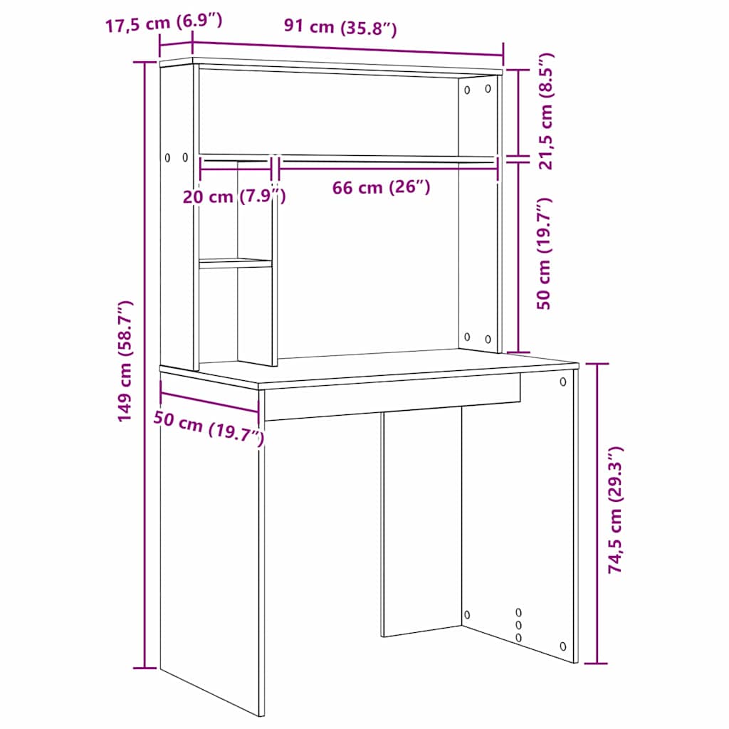 Bureau met plank Beton Grijs 91 x 50 x 149 cm Bewerkt hout is nu te koop bij PeponiXL, paradijselijk wonen!