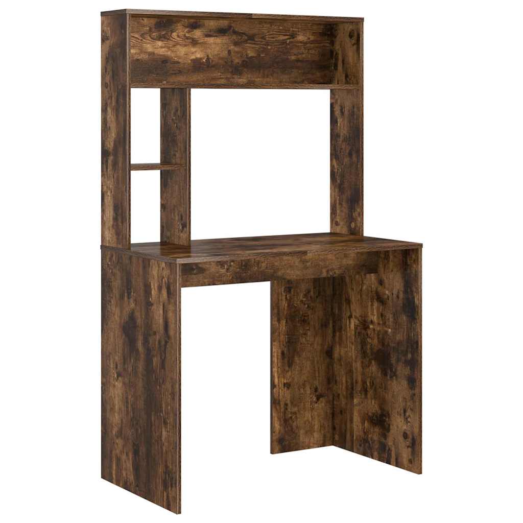 Bureau met plank Gerookt eiken 91 x 50 x 149 cm Bewerkt hout is nu te koop bij PeponiXL, paradijselijk wonen!