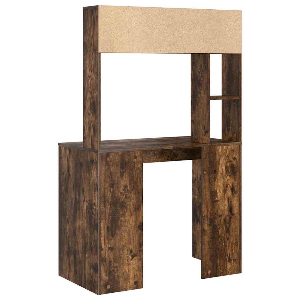 Bureau met plank Gerookt eiken 91 x 50 x 149 cm Bewerkt hout is nu te koop bij PeponiXL, paradijselijk wonen!