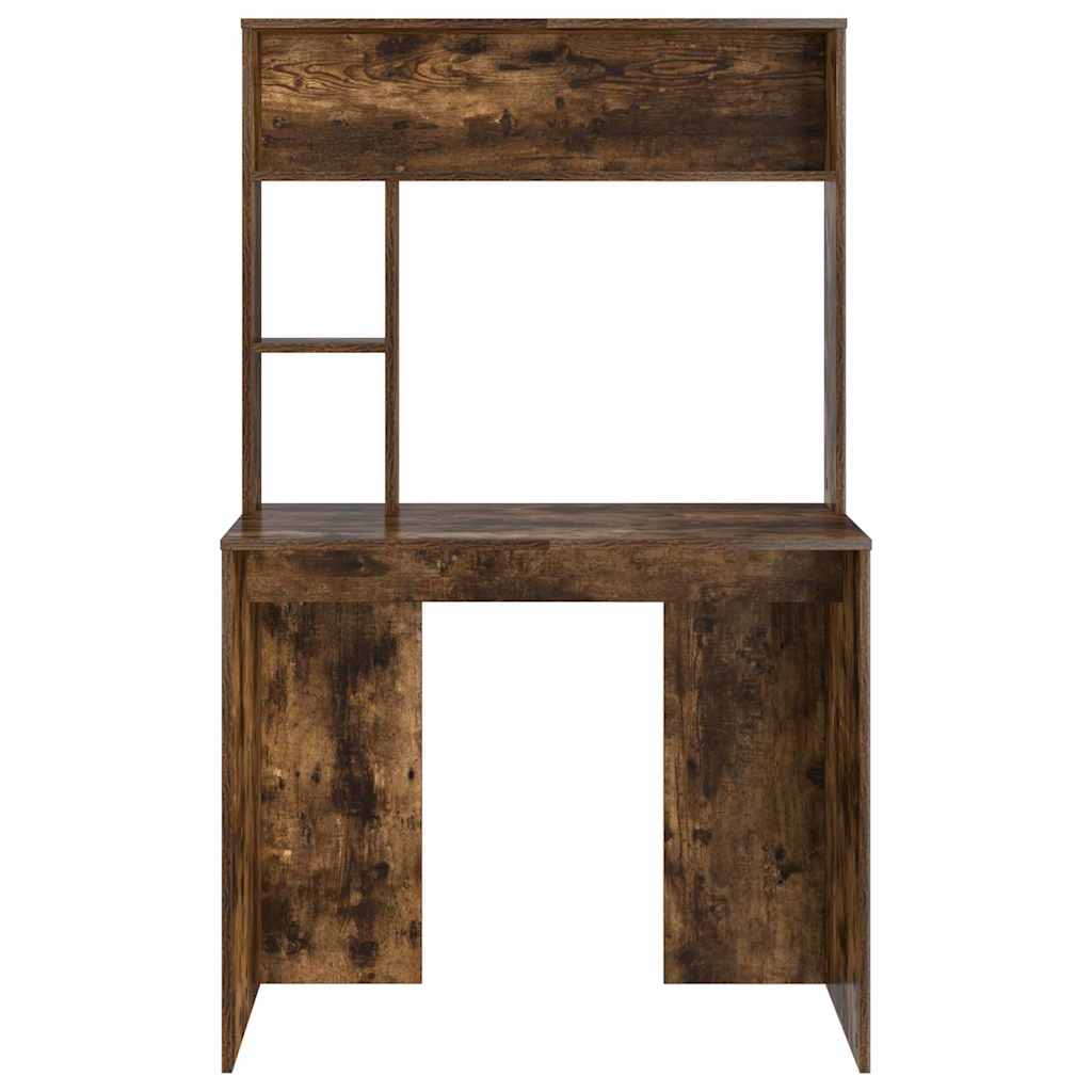 Bureau met plank Gerookt eiken 91 x 50 x 149 cm Bewerkt hout is nu te koop bij PeponiXL, paradijselijk wonen!