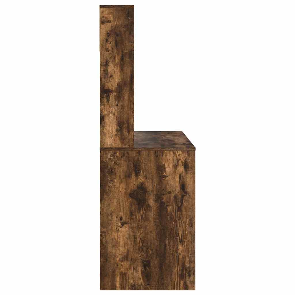 Bureau met plank Gerookt eiken 91 x 50 x 149 cm Bewerkt hout is nu te koop bij PeponiXL, paradijselijk wonen!
