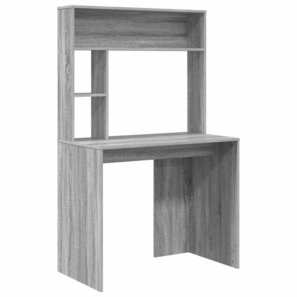 Bureau met plank Grijs Sonoma 91 x 50 x 149 cm Bewerkt hout is nu te koop bij PeponiXL, paradijselijk wonen!