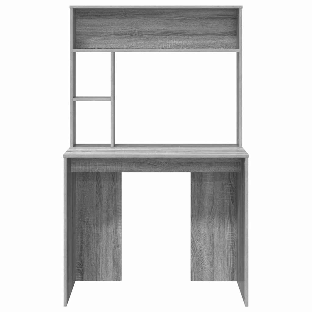 Bureau met plank Grijs Sonoma 91 x 50 x 149 cm Bewerkt hout is nu te koop bij PeponiXL, paradijselijk wonen!