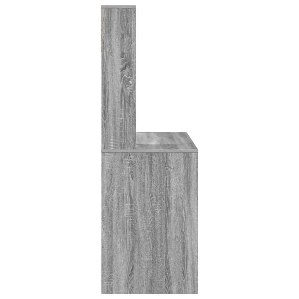 Bureau met plank Grijs Sonoma 91 x 50 x 149 cm Bewerkt hout is nu te koop bij PeponiXL, paradijselijk wonen!