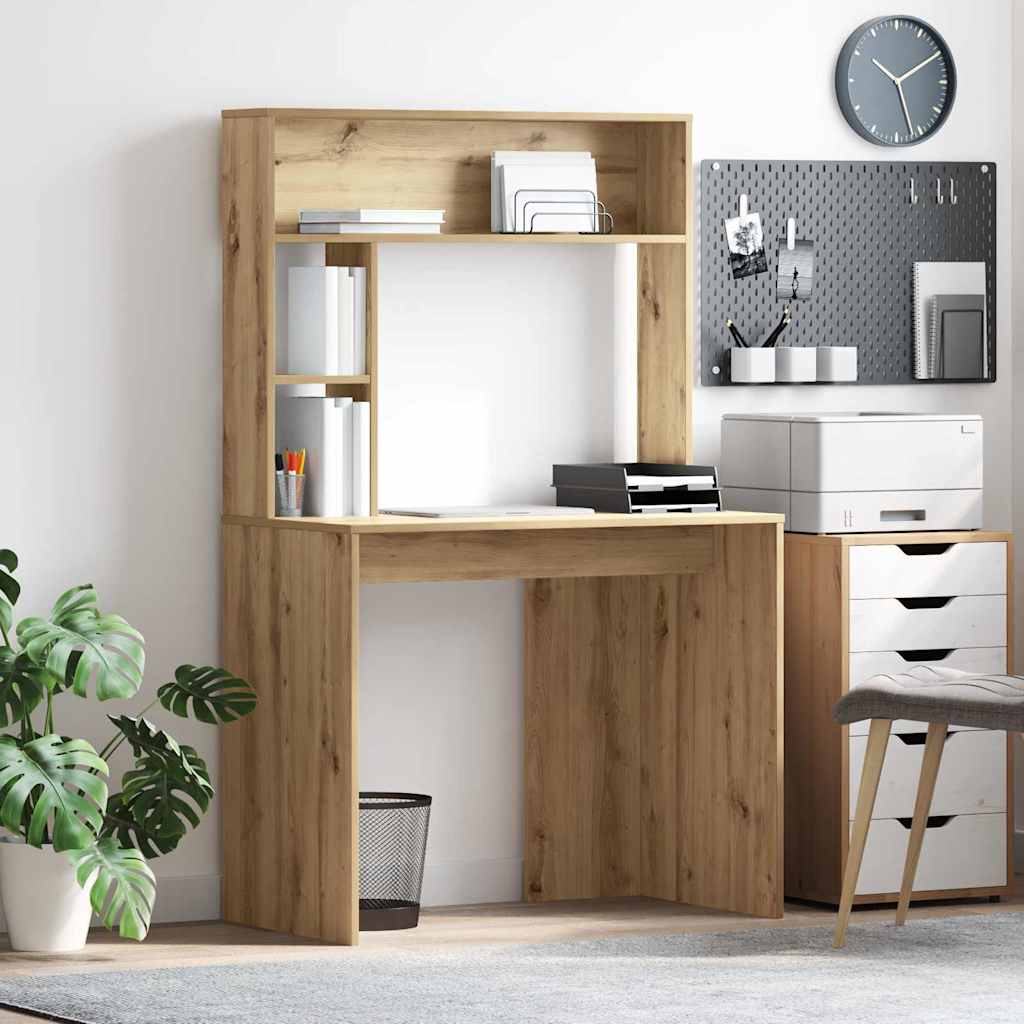 Bureau met plank Artisan Eiken 91 x 50 x 149 cm Bewerkt hout is nu te koop bij PeponiXL, paradijselijk wonen!
