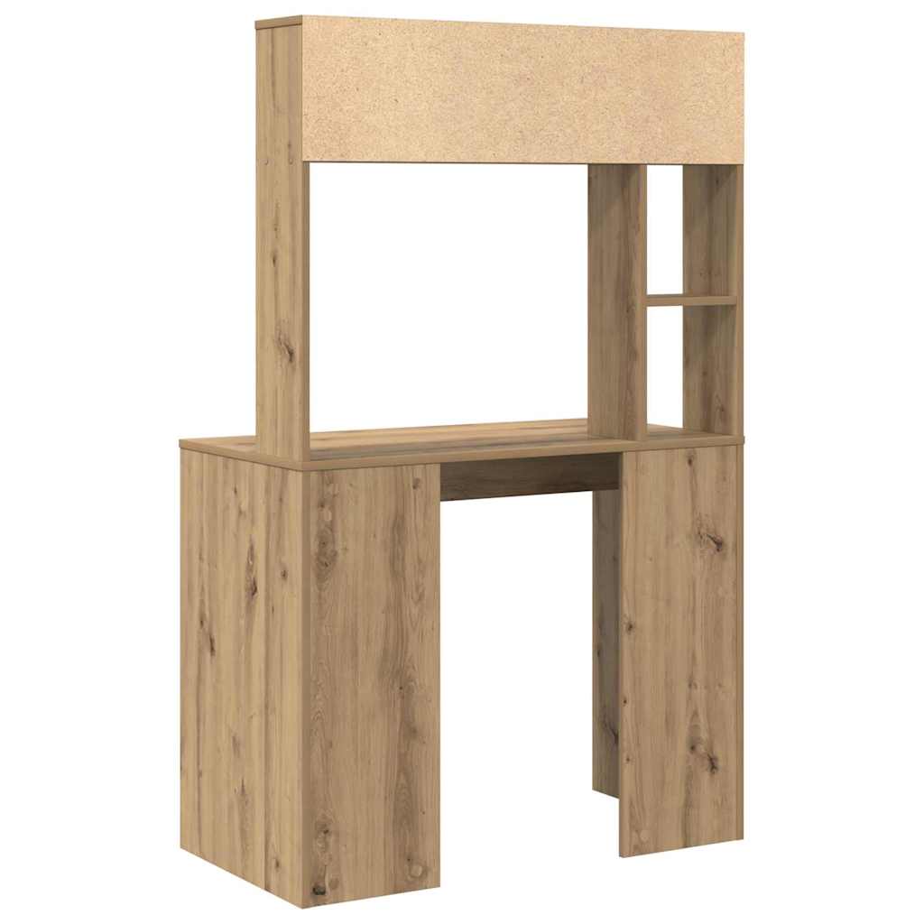 Bureau met plank Artisan Eiken 91 x 50 x 149 cm Bewerkt hout is nu te koop bij PeponiXL, paradijselijk wonen!