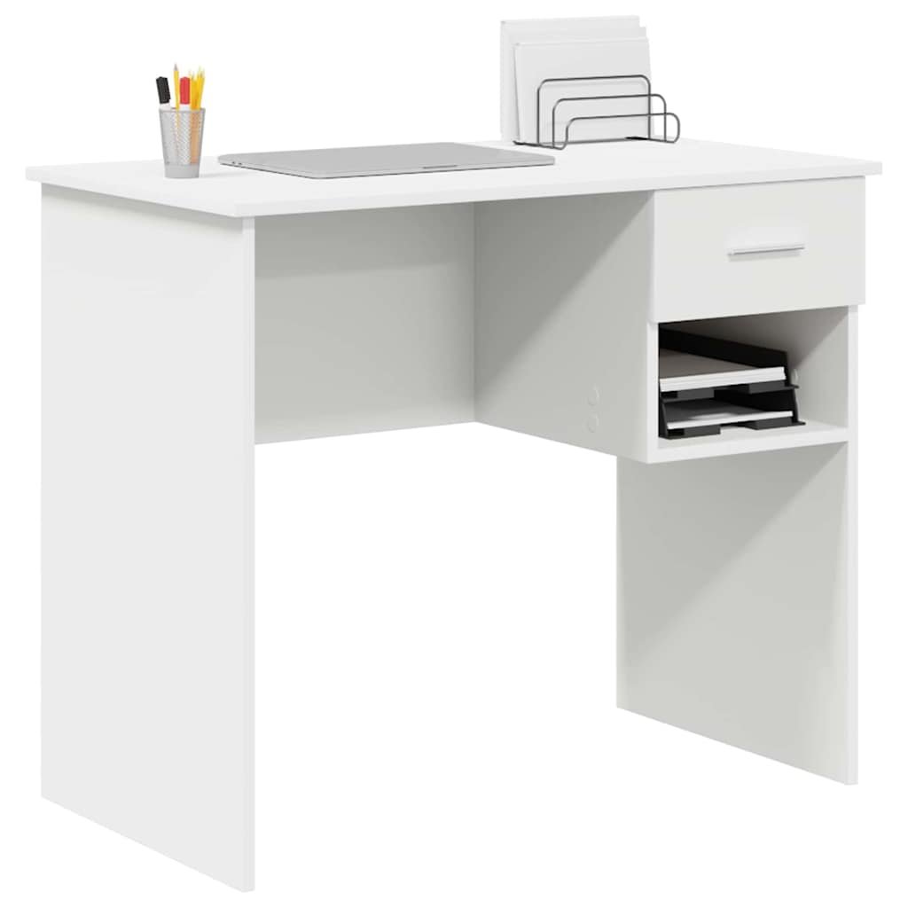 Bureau met lade met plank Wit 90 x 49 x 75 cm Bewerkt hout is nu te koop bij PeponiXL, paradijselijk wonen!