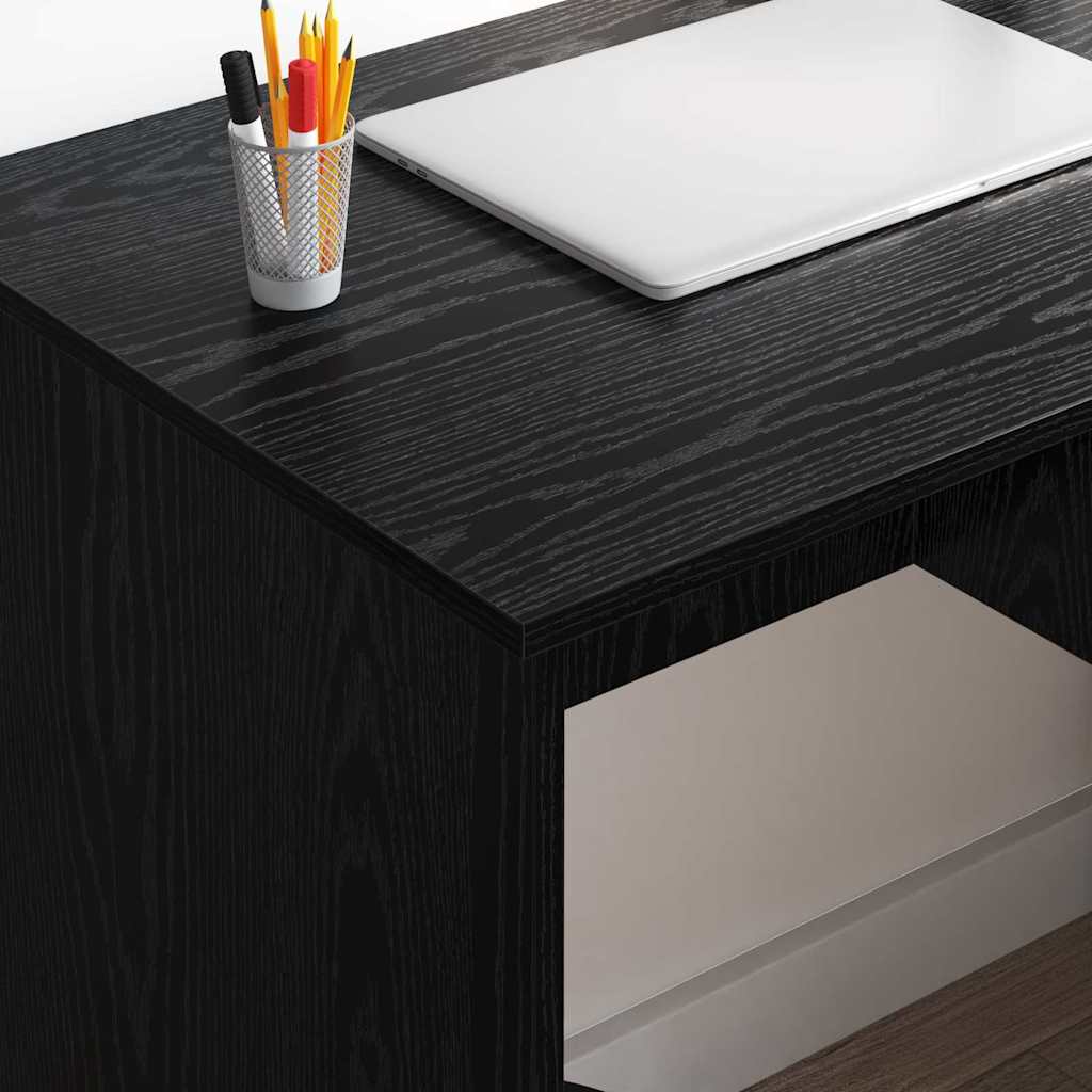 Bureau met lade Zwart Eiken 90 x 49 x 75 cm Bewerkt hout is nu te koop bij PeponiXL, paradijselijk wonen!