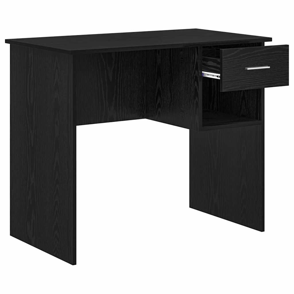 Bureau met lade Zwart Eiken 90 x 49 x 75 cm Bewerkt hout is nu te koop bij PeponiXL, paradijselijk wonen!