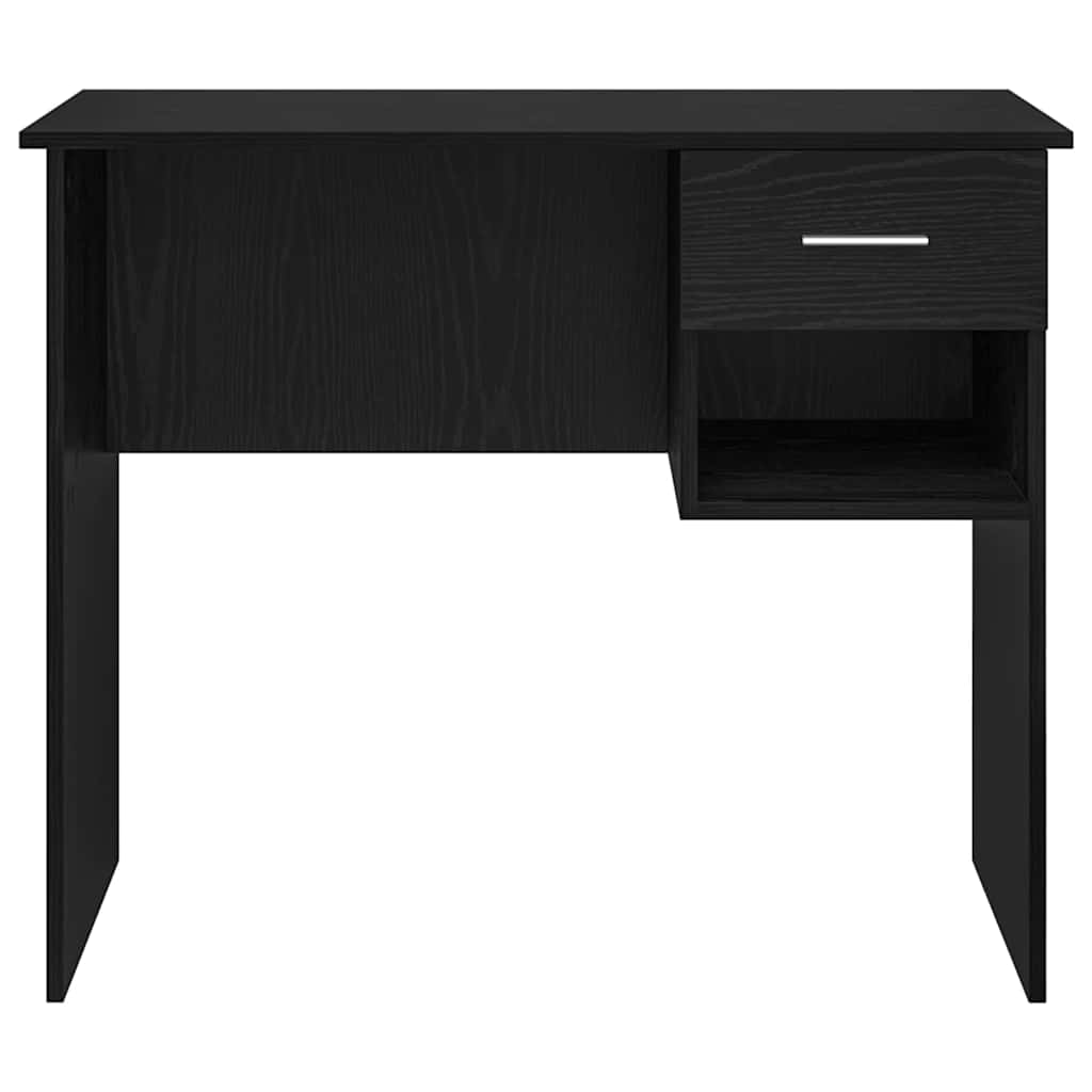 Bureau met lade Zwart Eiken 90 x 49 x 75 cm Bewerkt hout is nu te koop bij PeponiXL, paradijselijk wonen!