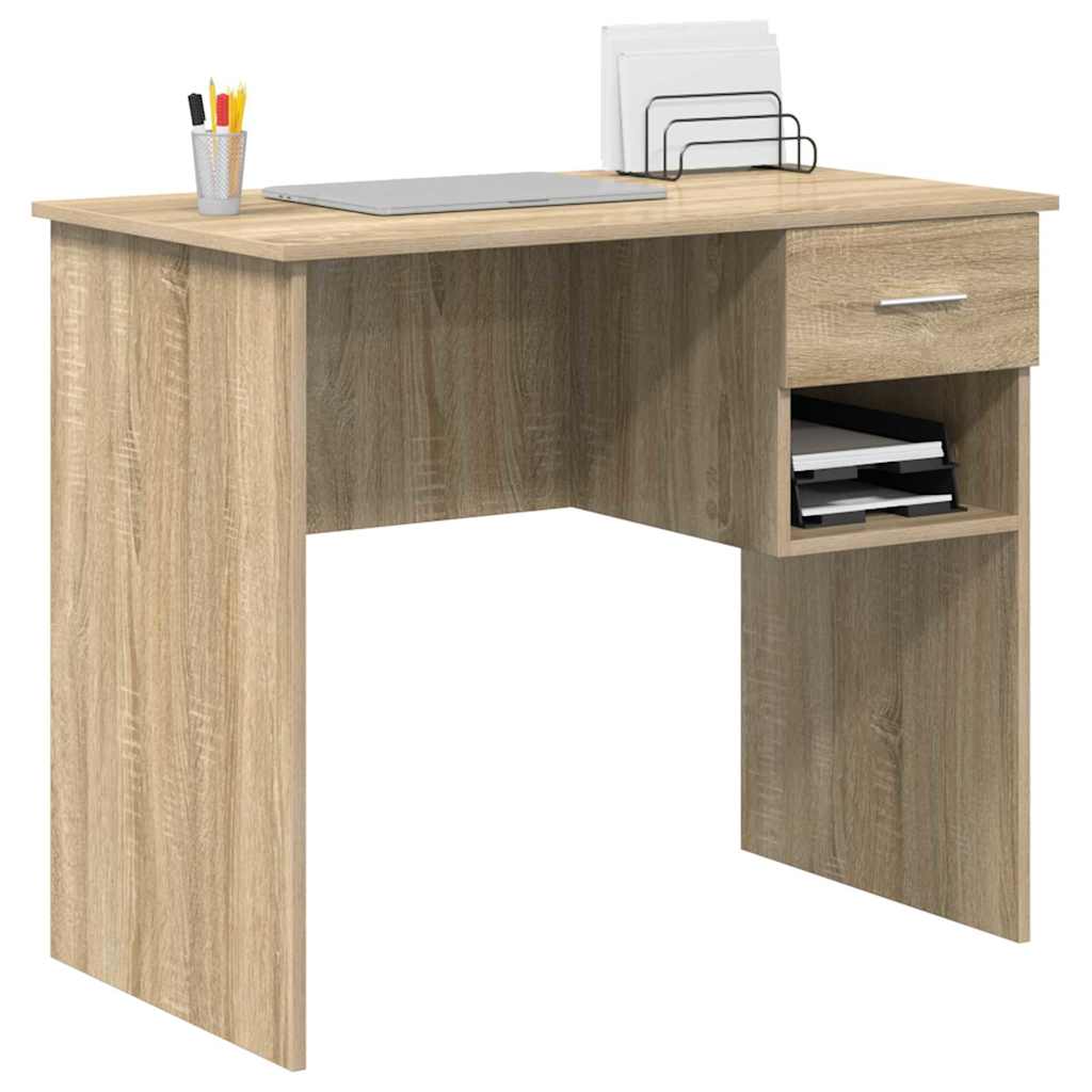 Bureau met lade Sonoma Eiken 90 x 49 x 75 cm Bewerkt hout is nu te koop bij PeponiXL, paradijselijk wonen!