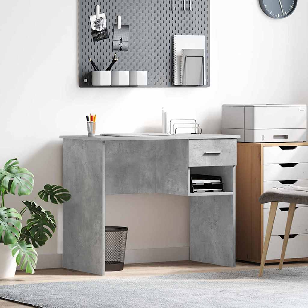 Bureau met lade Beton Grijs 90 x 49 x 75 cm Bewerkt hout is nu te koop bij PeponiXL, paradijselijk wonen!